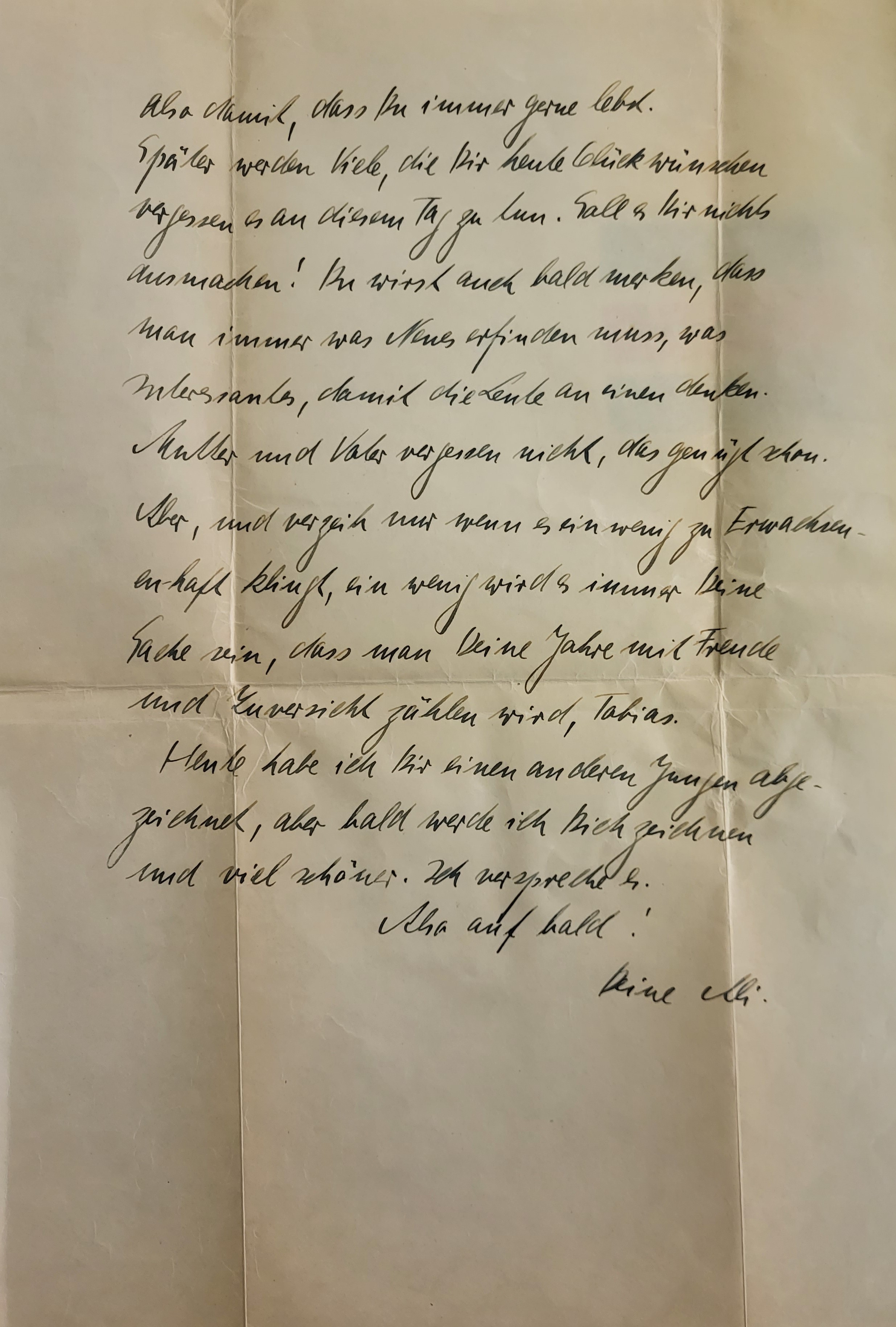 Handschriftlicher Brief von Marie Luise Kohn (Marie Luiko) an Tovias (Tobias) Ben-Chorin